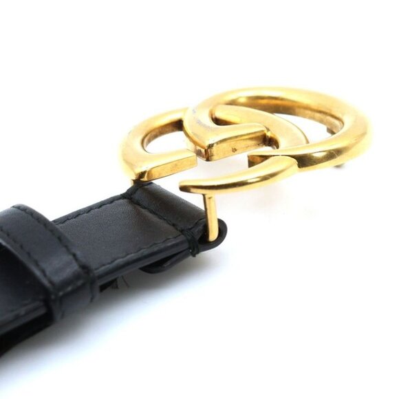 Gucci GG Marmont Belt Black Leather Gold Hardware - Picture 4 of 6